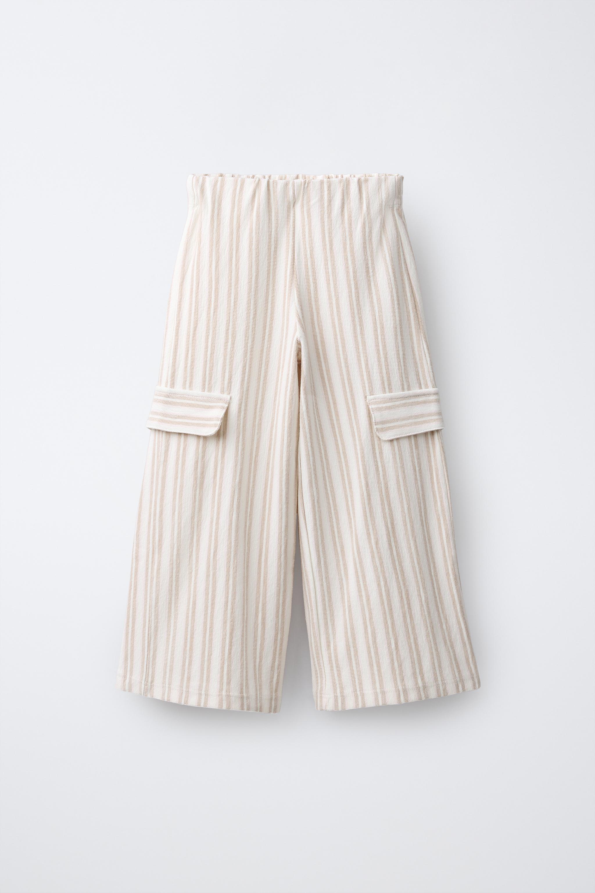 STRIPED WIDE LEG CARGO PANTS